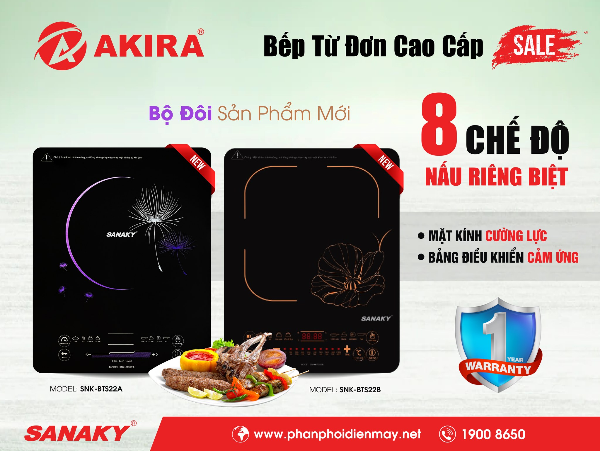 Bộ đôi bếp điện từ Sanaky mói ra mắt năm 2022 SNK-BTS22B và SNK-BTS22A