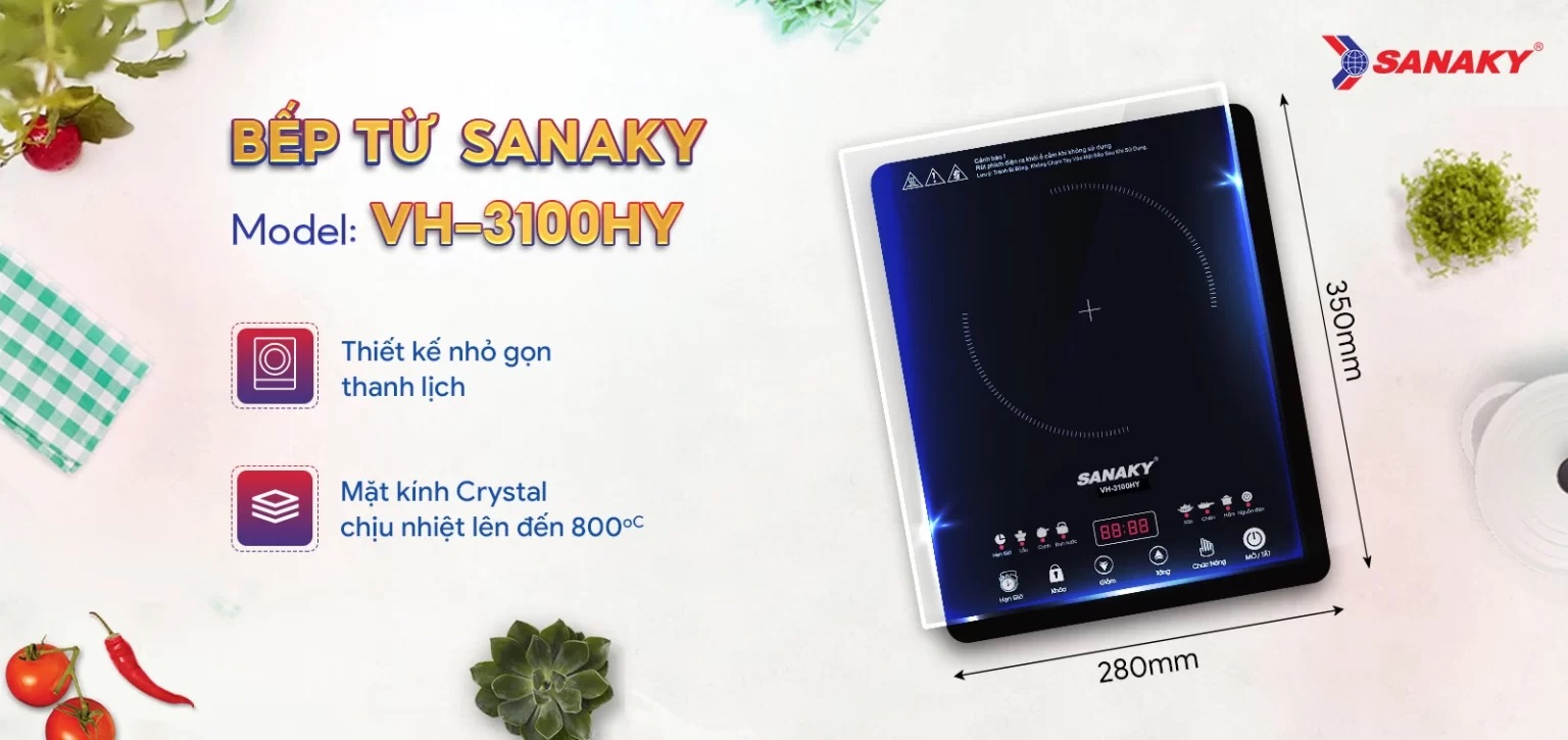 Bếp từ đơn Sanaky VH-3100HY có thiết kế nhỏ gọn, cao cấp