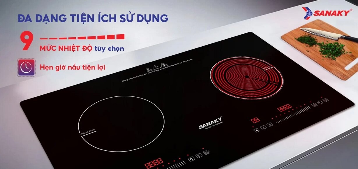 9 chế độ công suất Bếp Từ – Hồng ngoại Sanaky VH-2500HGT