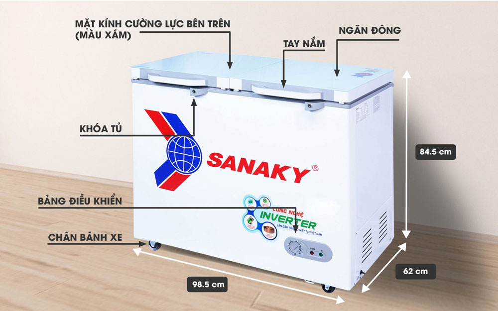 Thông số kỹ thuật tủ đông ngăn đông mềm sanaky vh-2599a4kd