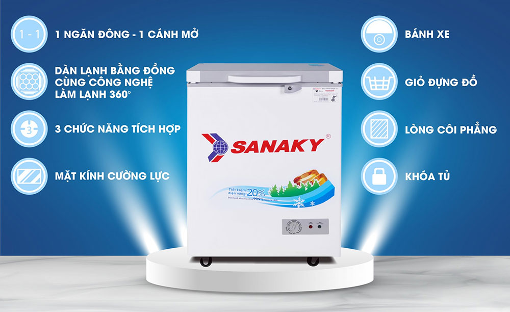 Thông số kỹ thuật tủ đông Sanaky Tủ đông Sanaky VH-1599HYK