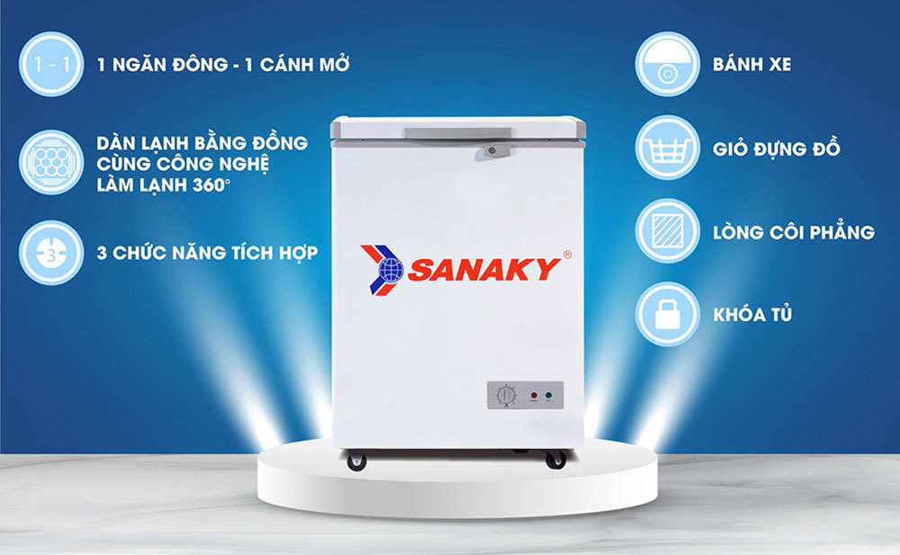 Tủ đông Sanaky VH-1599HY dàn lạnh đồng